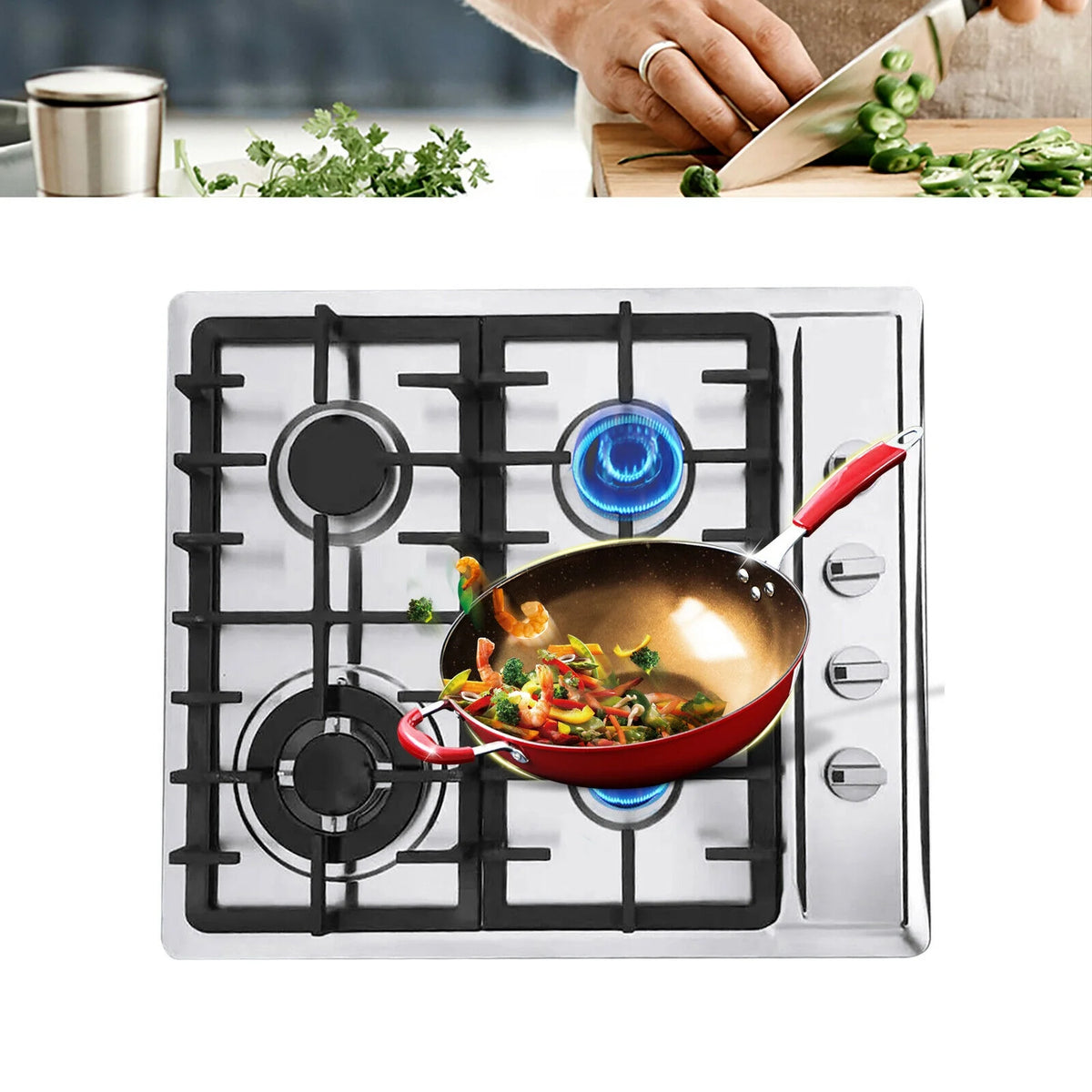 Stainless Steel 4-Burner Built-In Gas Cooktop N8702