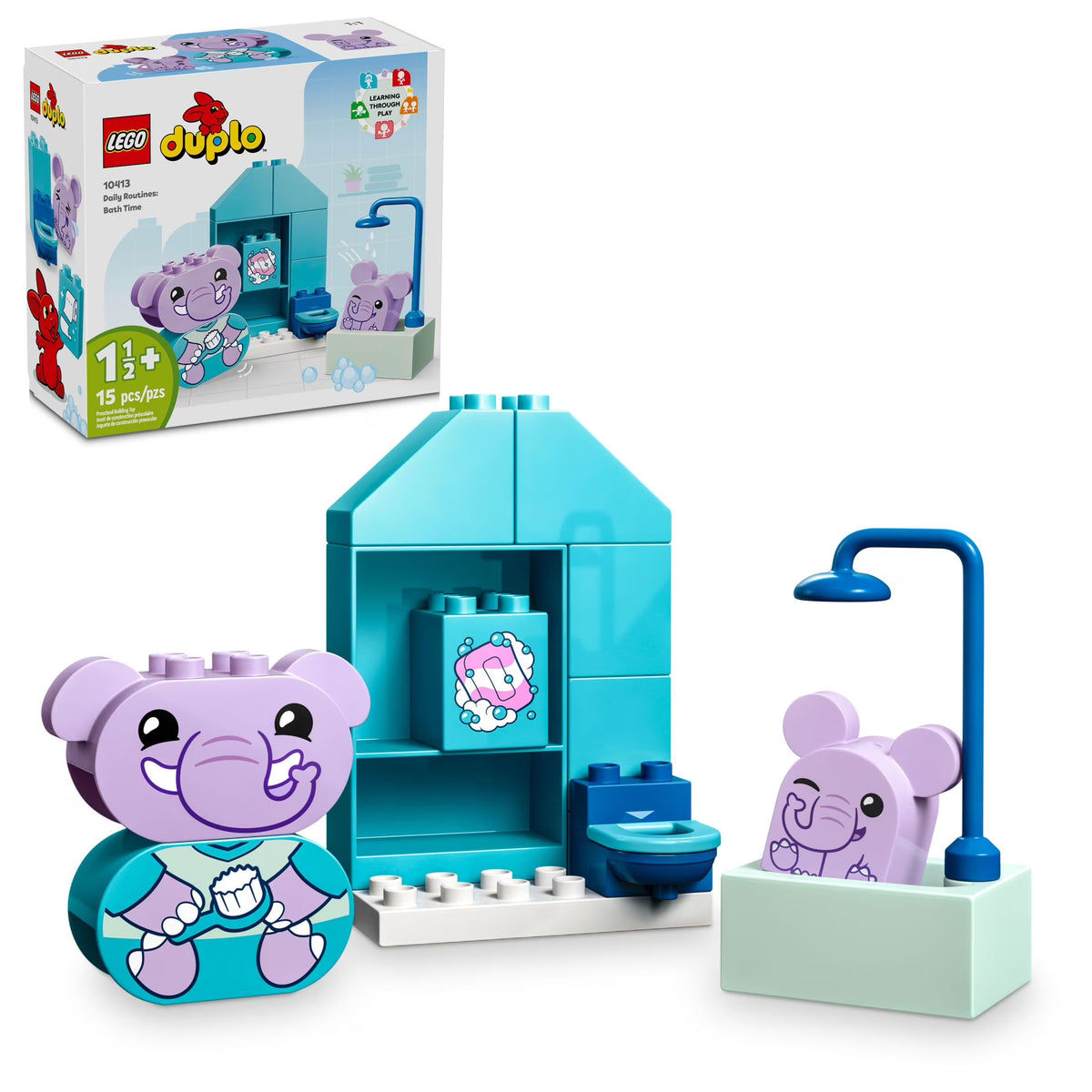 Bath Time Playset with 2 Elephant Toys O4798