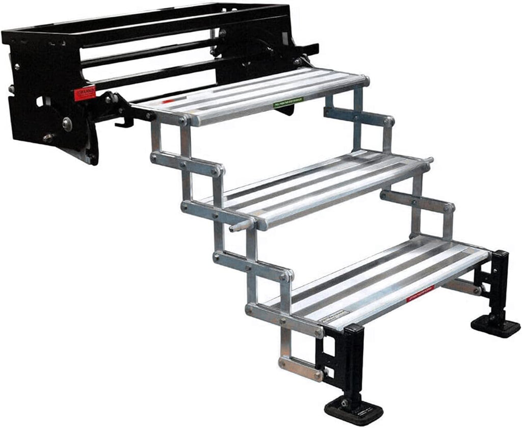 Silver Aluminum Bolt-On Folding Stairs with 3 Steps L38378