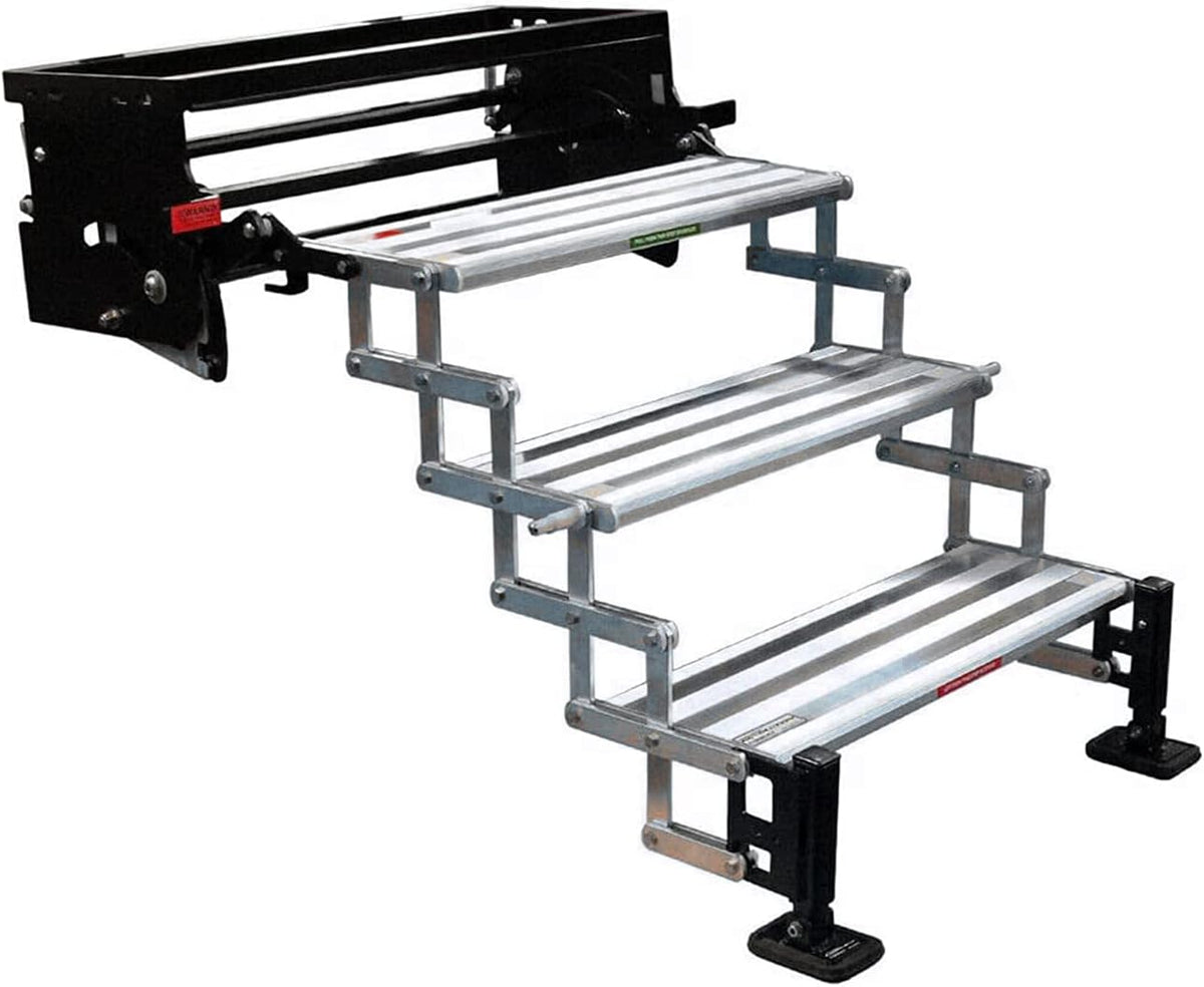 Silver Aluminum Bolt-On Folding Stairs with 3 Steps L38378
