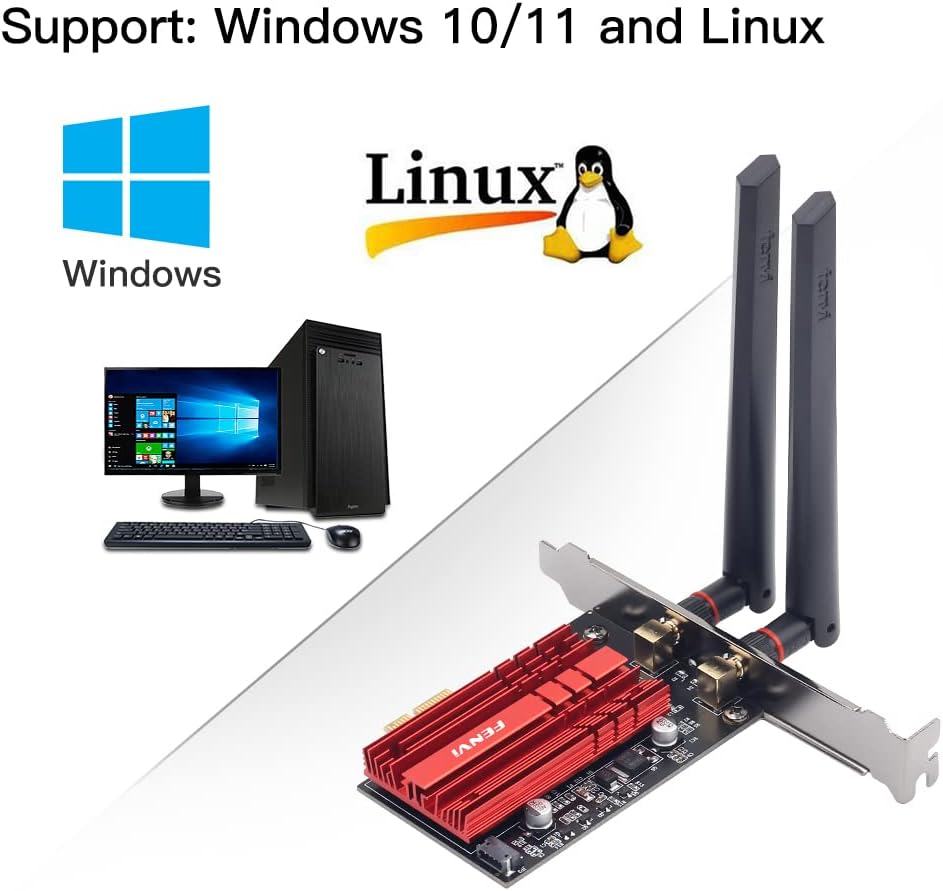 WiFi 6E AX210 PCI-E Wireless Network Adapter Tri-Band 5400Mbps Pack of 2 U5080