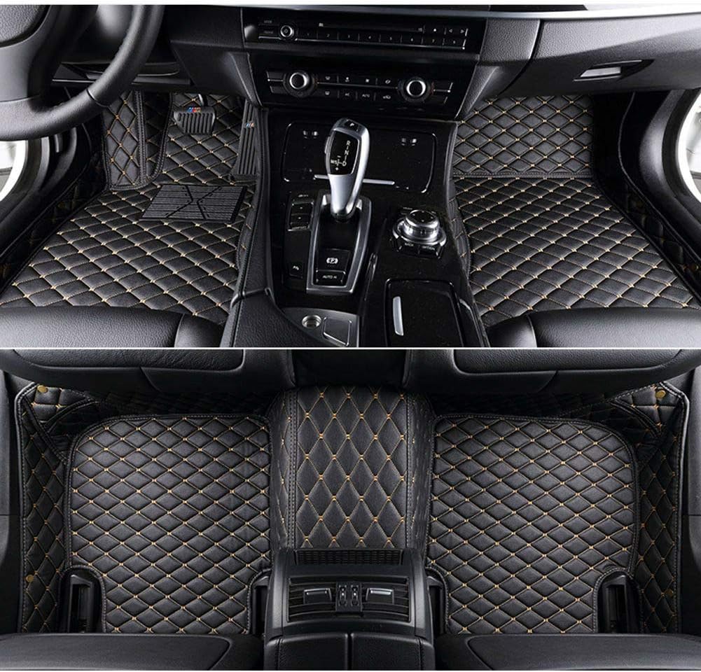 Custom Car Floor Mats Non-Slip Leather Floor Liners Black White Q519