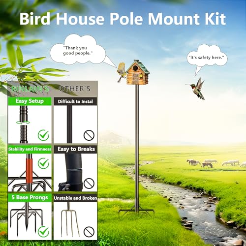 79 Inch Heavy Duty Bird Feeder Pole Kit with 5 Base Prongs D32511