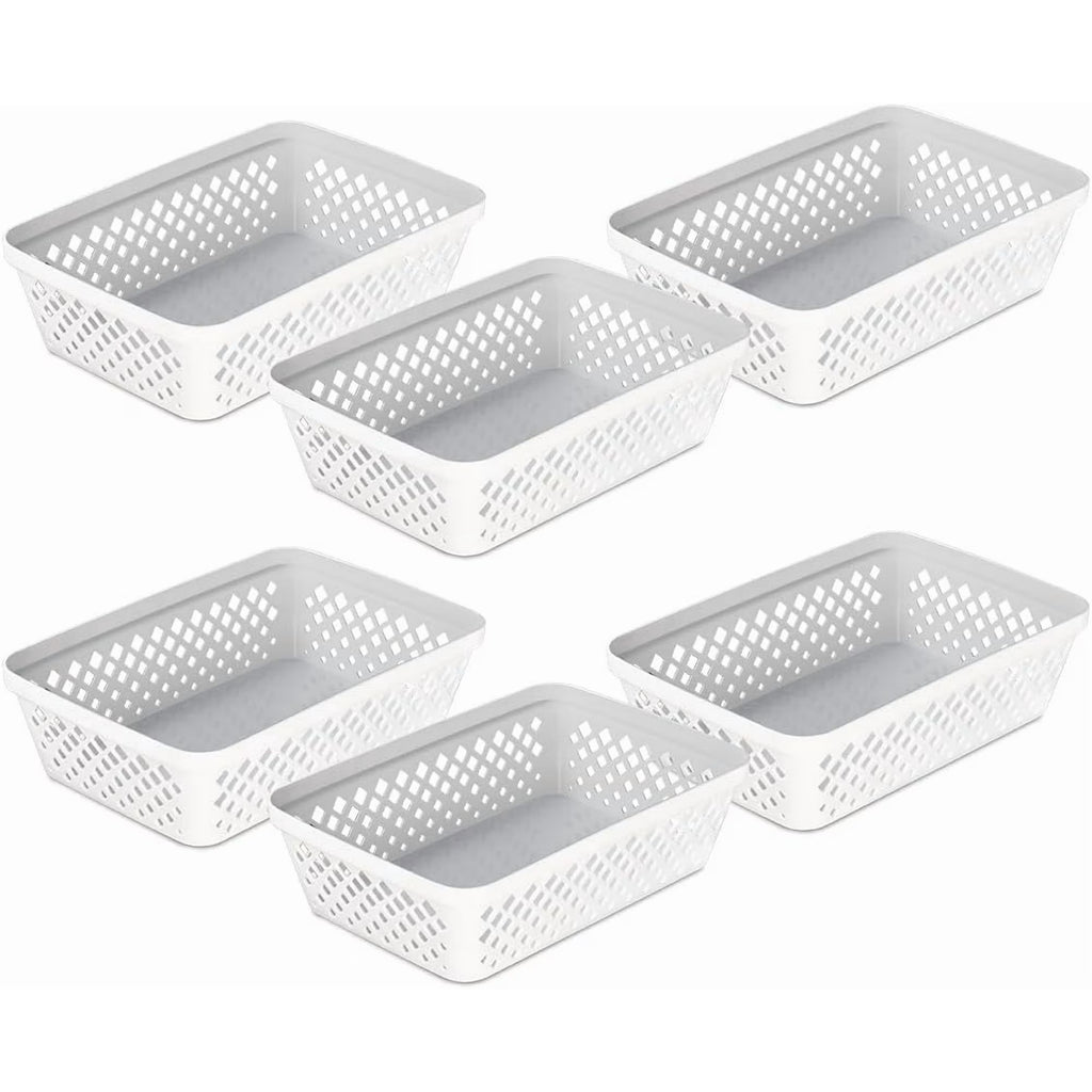 White 6 Pack Plastic Storage Basket Set S5058