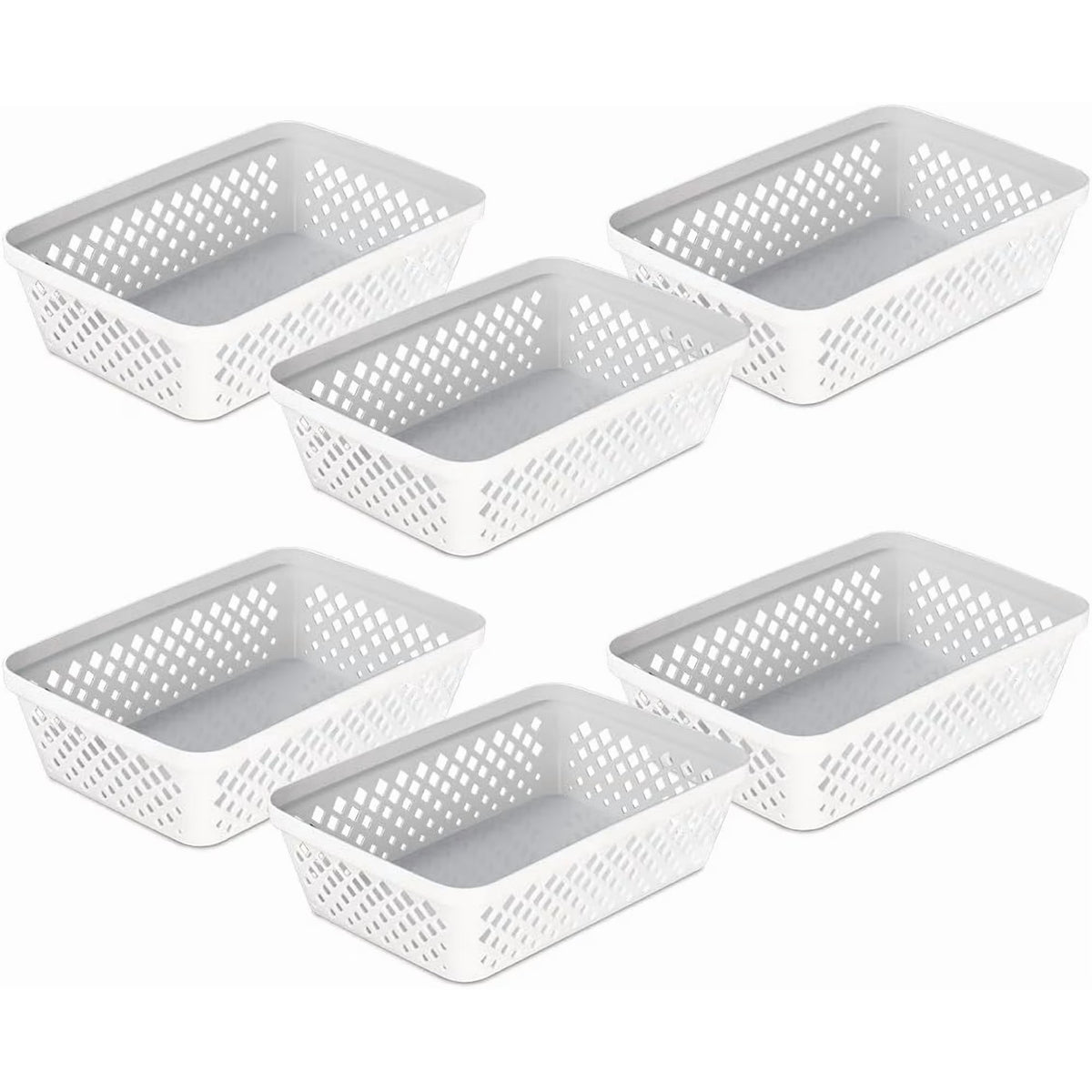 White 6 Pack Plastic Storage Basket Set S5058