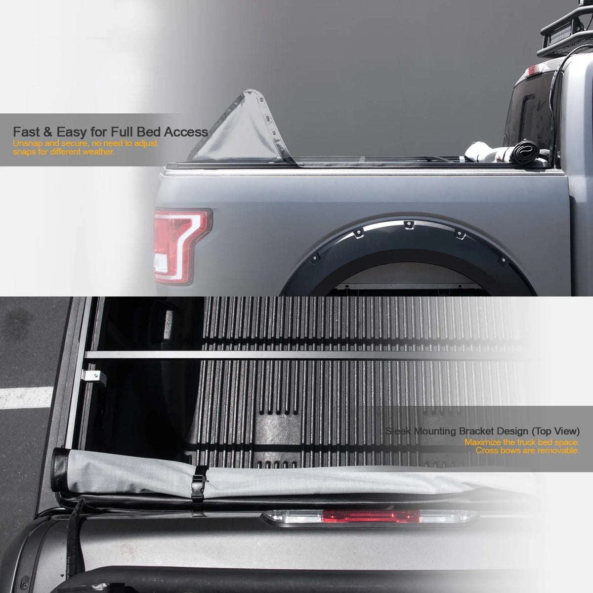 Black Hidden Snap Tonneau Cover U602707