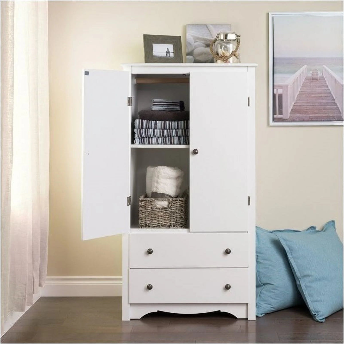 White Engineered Wood TV Armoire M10531