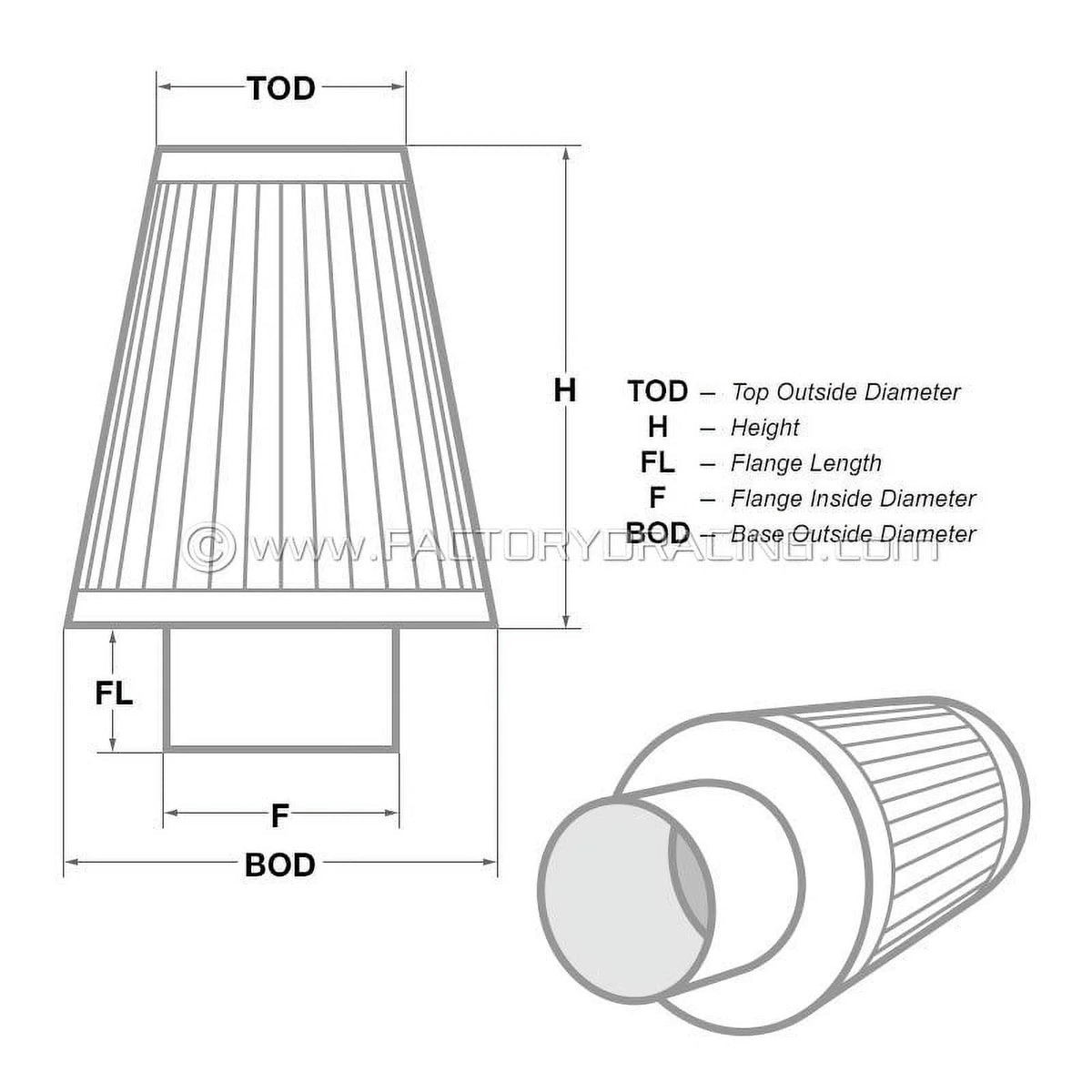 Universal DryFlow Clamp-On Air Filter J288225