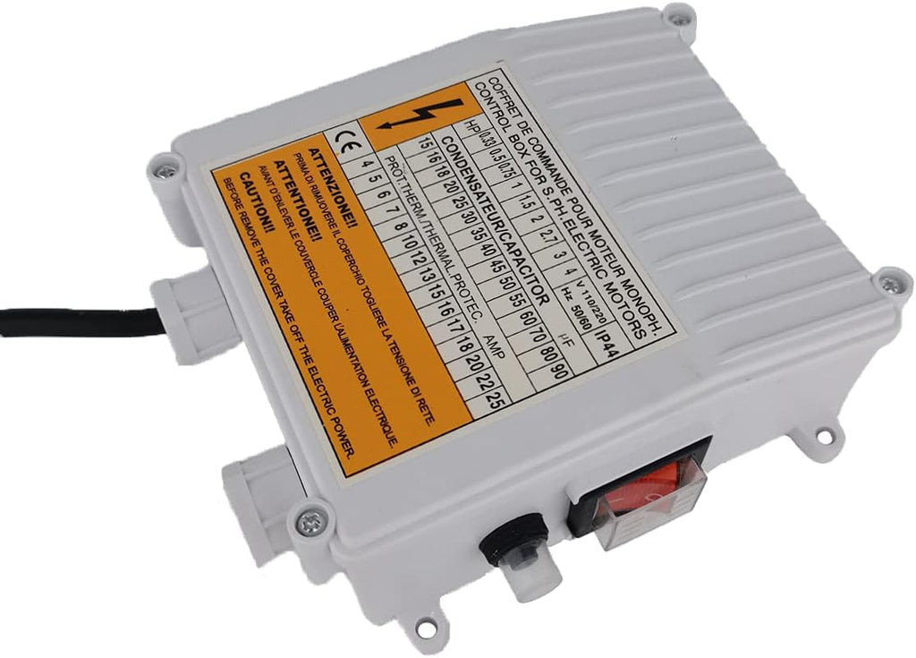 Well Pump Control Box 1.1KW 1.5HP 60uf 25A Capacitor Starter for Submersible Pump Pack of 2 E54248