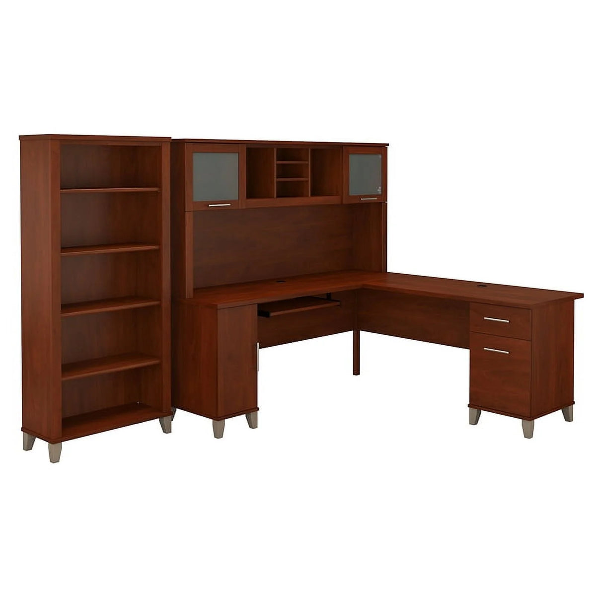 72W L Desk with Hutch & Bookcase S609