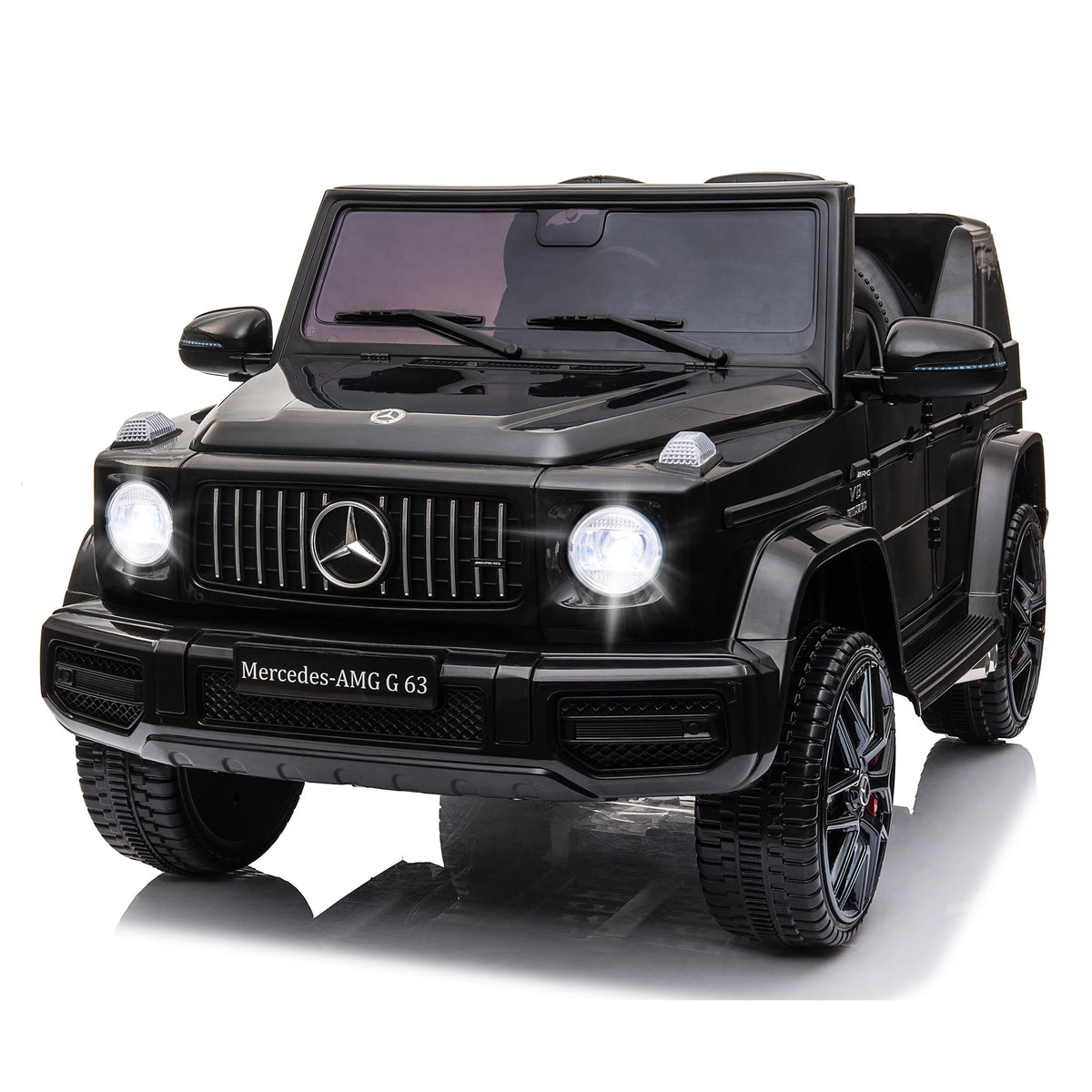 12V Battery Powered Ride On Car with Remote LED Lights Black Q2718