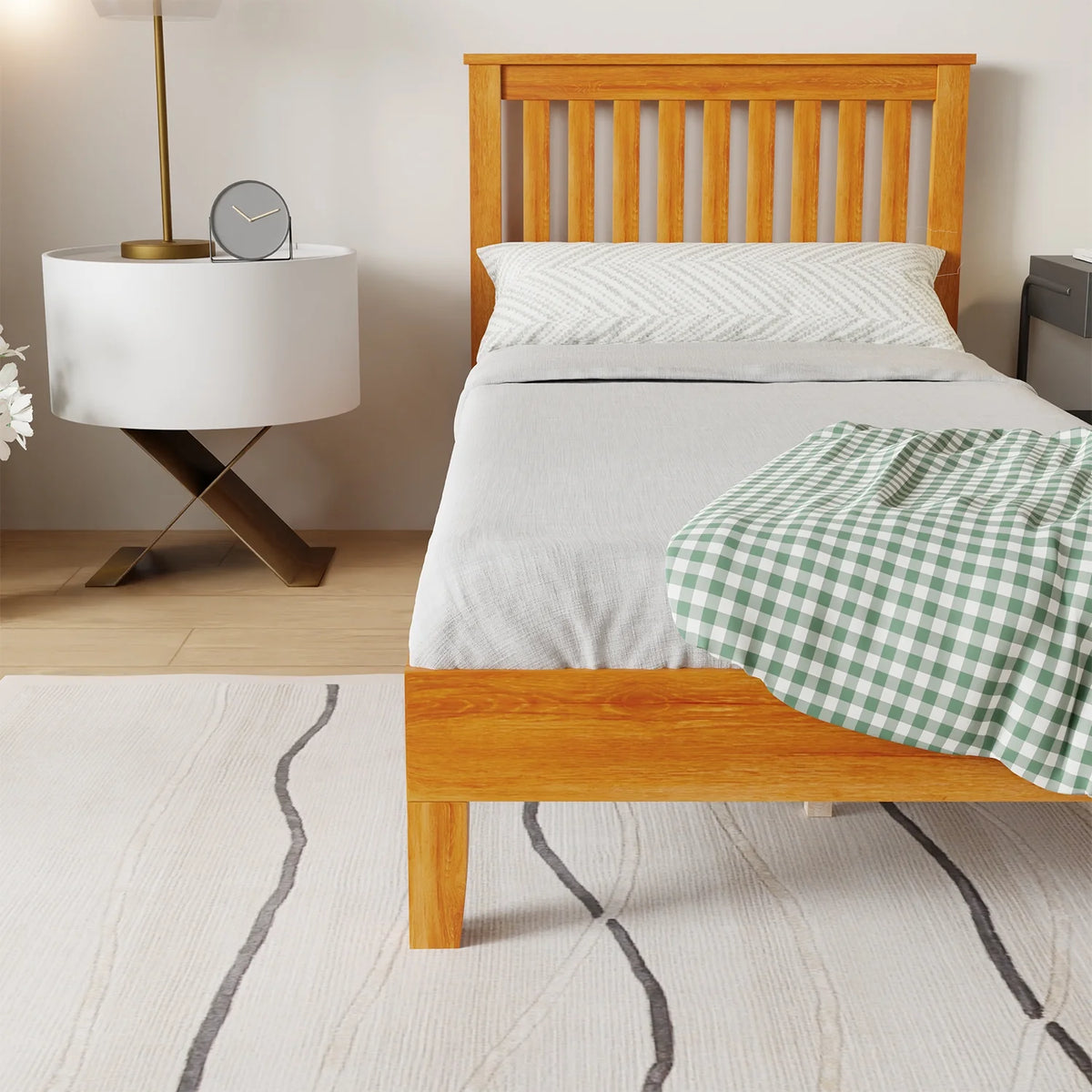 Wood Platform Bed Frame with Headboard Twin B857