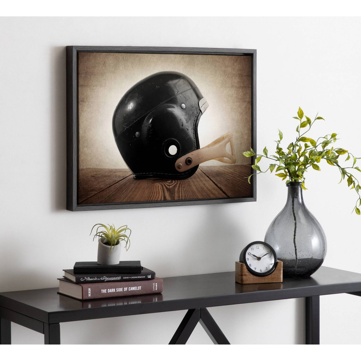 Vintage Helmet Framed Canvas D56149