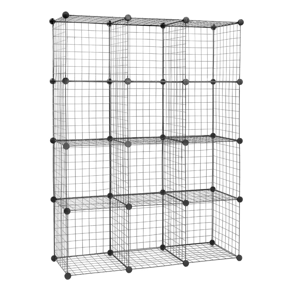 12-Cubes Metal Grid Storage Shelves Organizer E6731