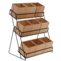 Black Iron Bamboo Bin Display W8296