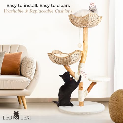 Solid Wood Cat Tree with Scratching Post and Bed M4060