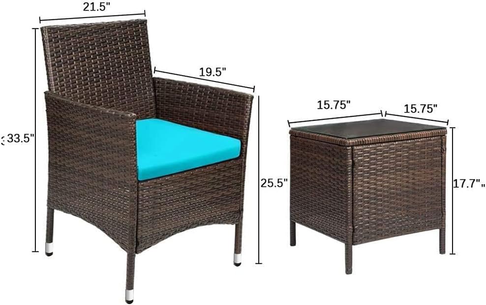 3 Pieces PE Rattan Wicker Chairs with Table Z60185