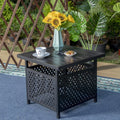 Black Metal Bistro Side Table with Umbrella Hole O6508