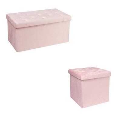 Pink Velvet Ottoman with Storage M33843