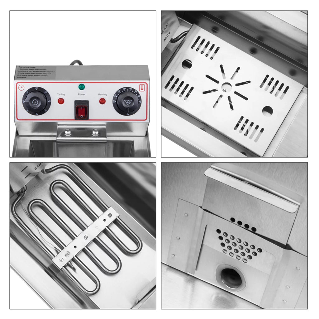16L Stainless Steel Double Tank Deep Fryer 3400W V5232