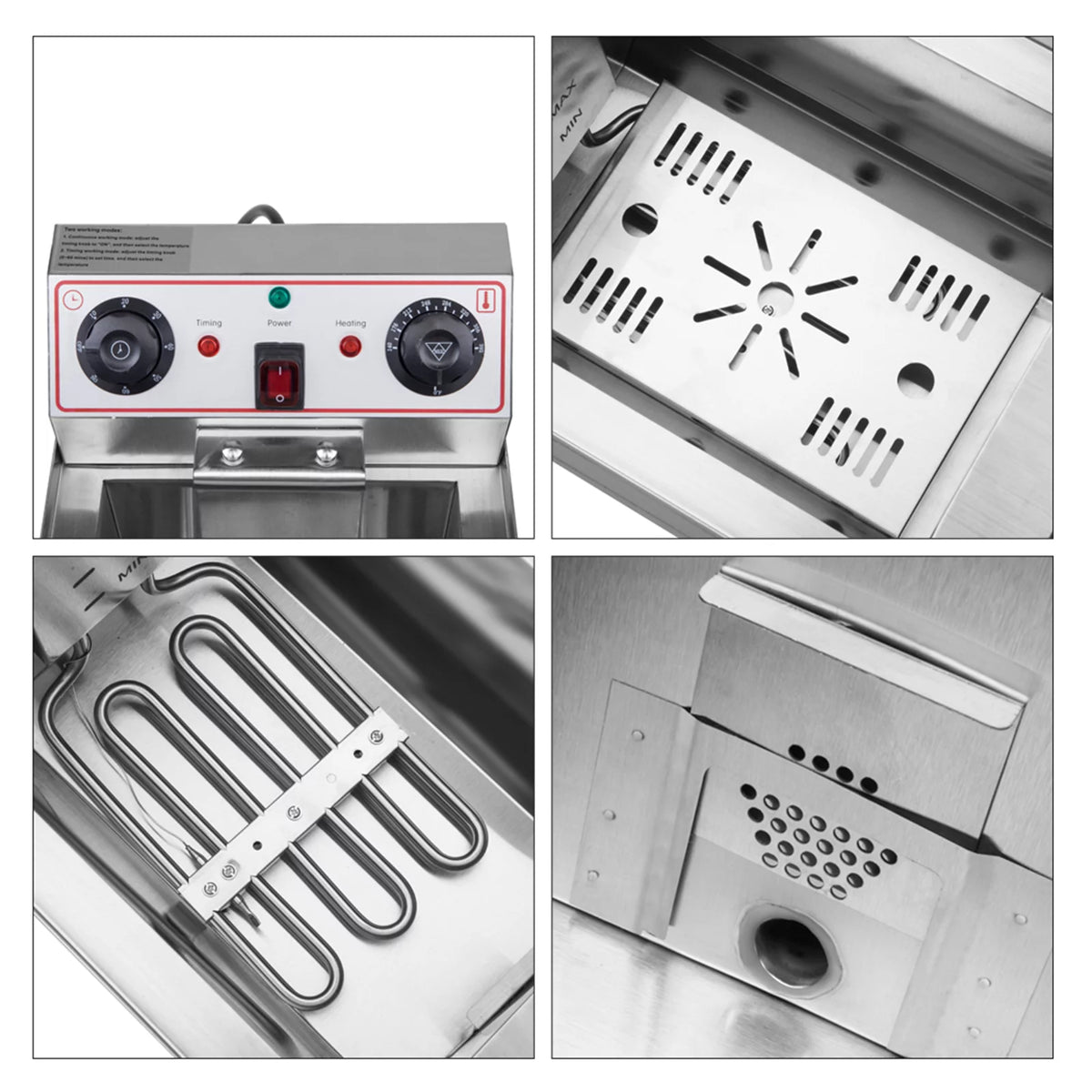 16L Stainless Steel Double Tank Deep Fryer 3400W V5232