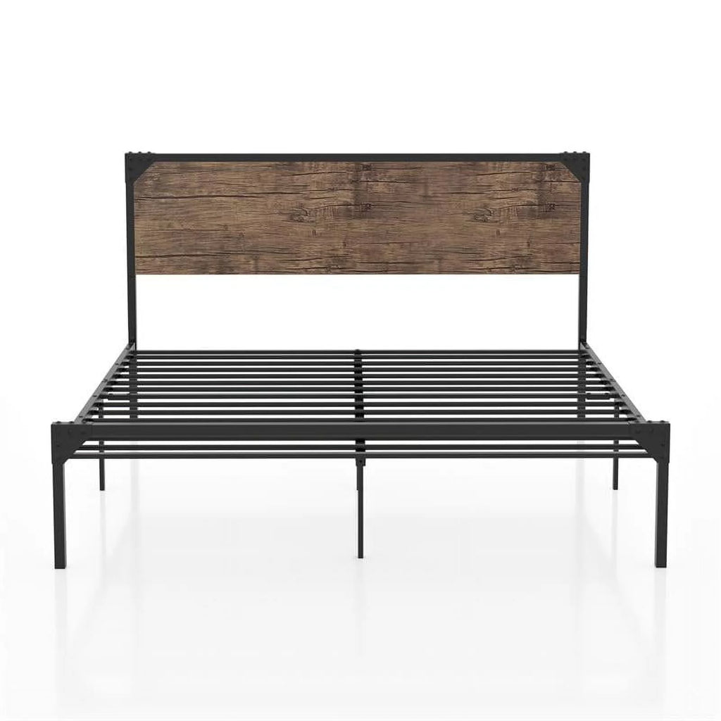 Queen Metal Platform Bed in Brown C875812