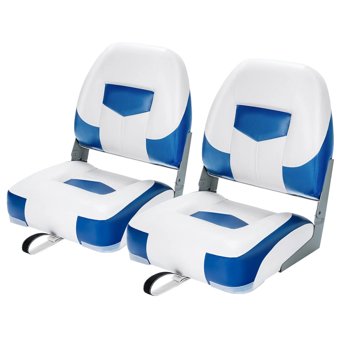 2PCS Low Back Folding Boat Seat Black & Grey X315880
