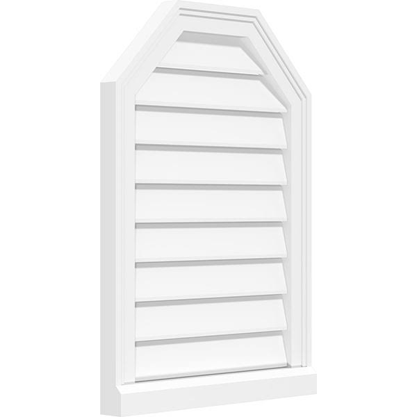 30x22W x 16x22H Octagonal Top Surface Mount PVC Gable Vent with Brickmoul Q7397