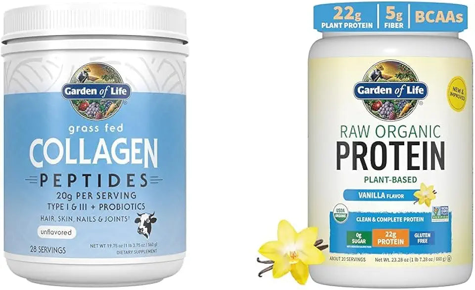 Grass Fed Collagen Peptides & Organic Vegan Vanilla Protein Powder Q2339