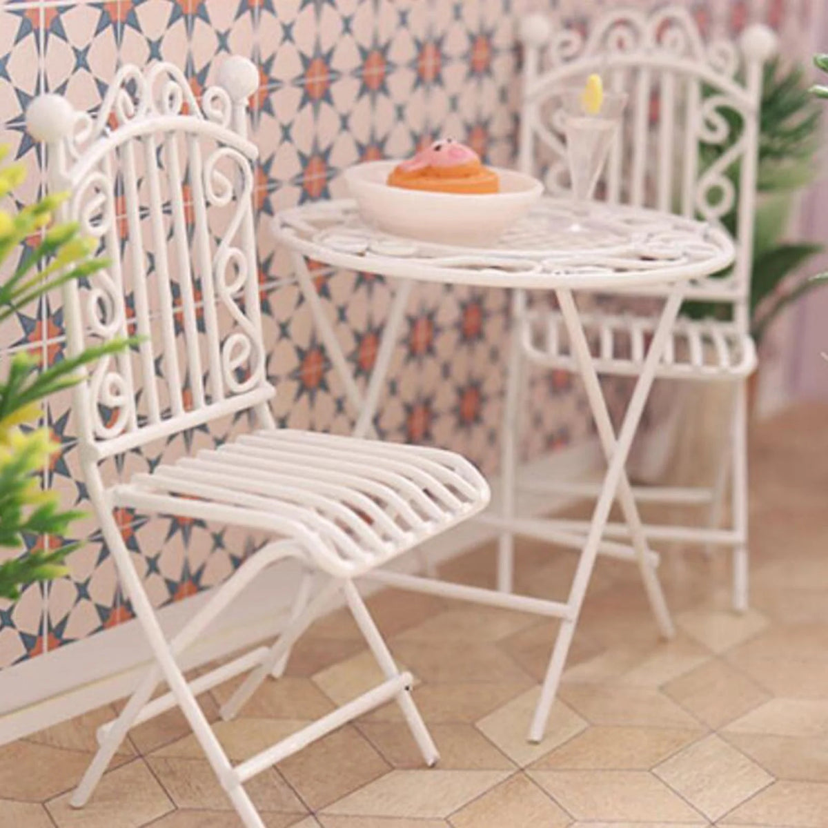 Metal Miniature Table Chair Set Dollhouse Furniture R638788