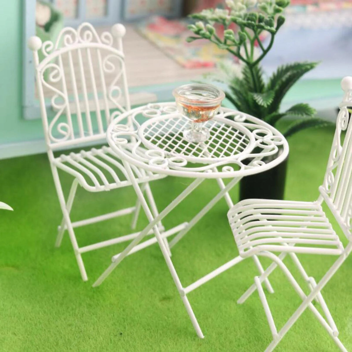 Metal Miniature Table Chair Set Dollhouse Furniture R638788