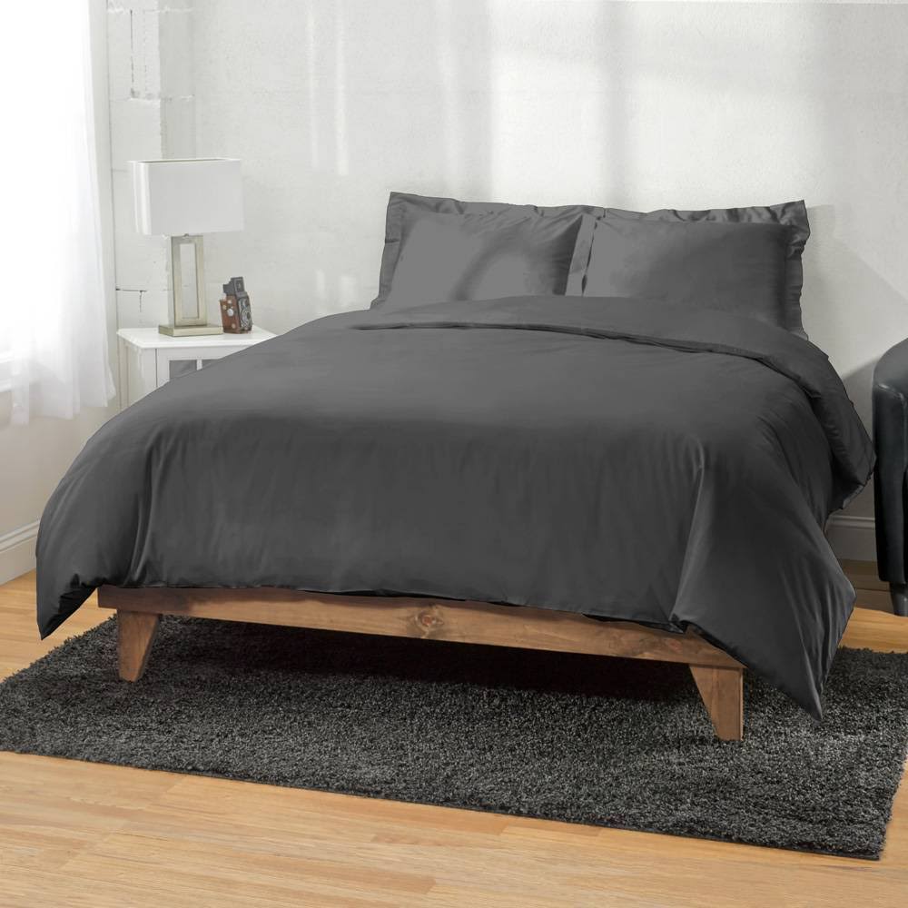1200 Thread Count Egyptian Cotton 3PC Duvet Cover King Cal King Charcoal D432