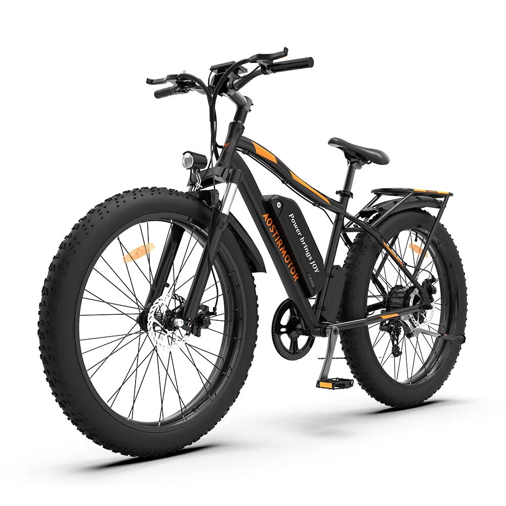 26" 750W Electric Bike Fat Tire 48V 13AH Removable Lithium Battery with Detachable Rear Rack (Black) I198987