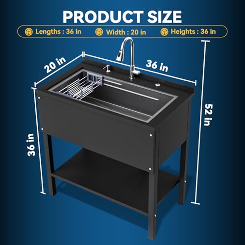 24" Stainless Steel Freestanding Utility Sink with Faucet G93931