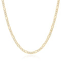 14k Yellow Gold Over 925 Silver Diamond-Cut Figaro Chain Necklace K844