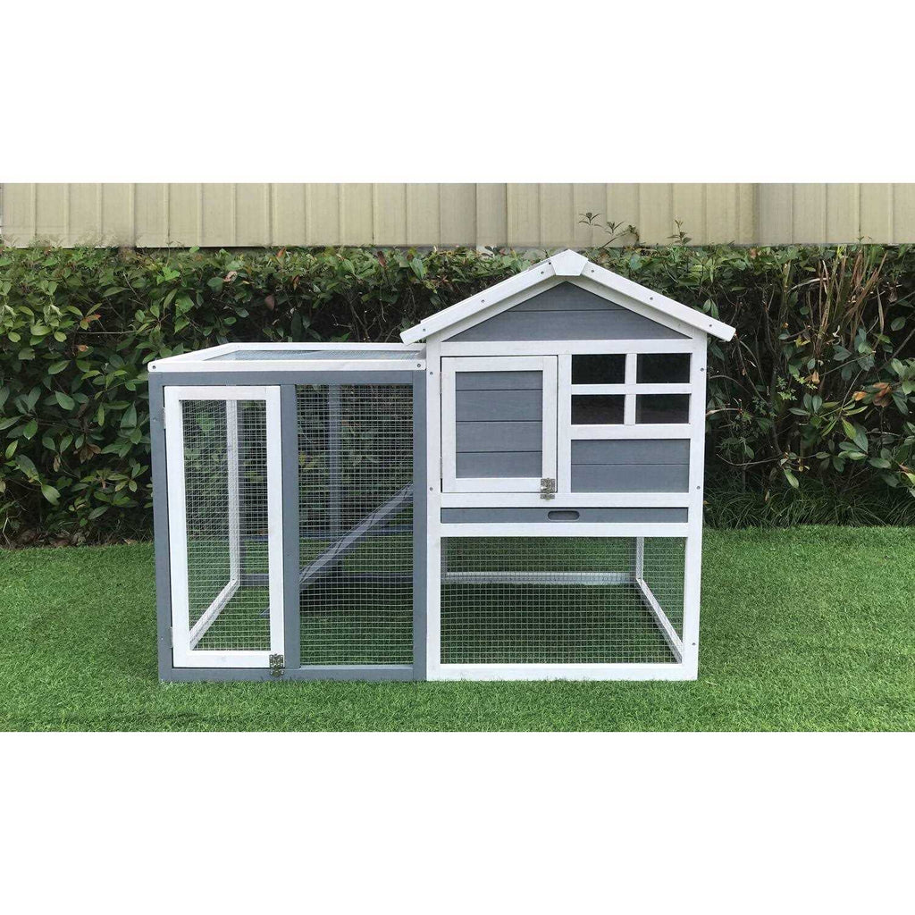 Wooden Elevated Rabbit Hutch with Ramp K870