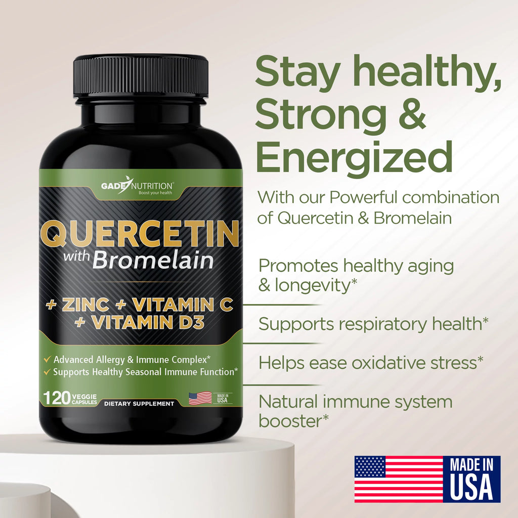 Quercetin 500mg with Vitamin C Zinc Bromelain and Vitamin D3 360 Veggie Caps W98614