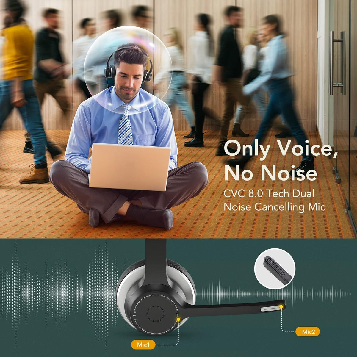 Bluetooth Headphones with Microphone, Wireless On Ear 22H Battery Life, Pack of 2 S8859