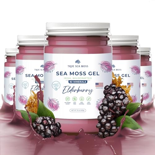 Wildcrafted Irish Sea Moss Gel Vegan Supplement Elderberry Pack of 5 K1346