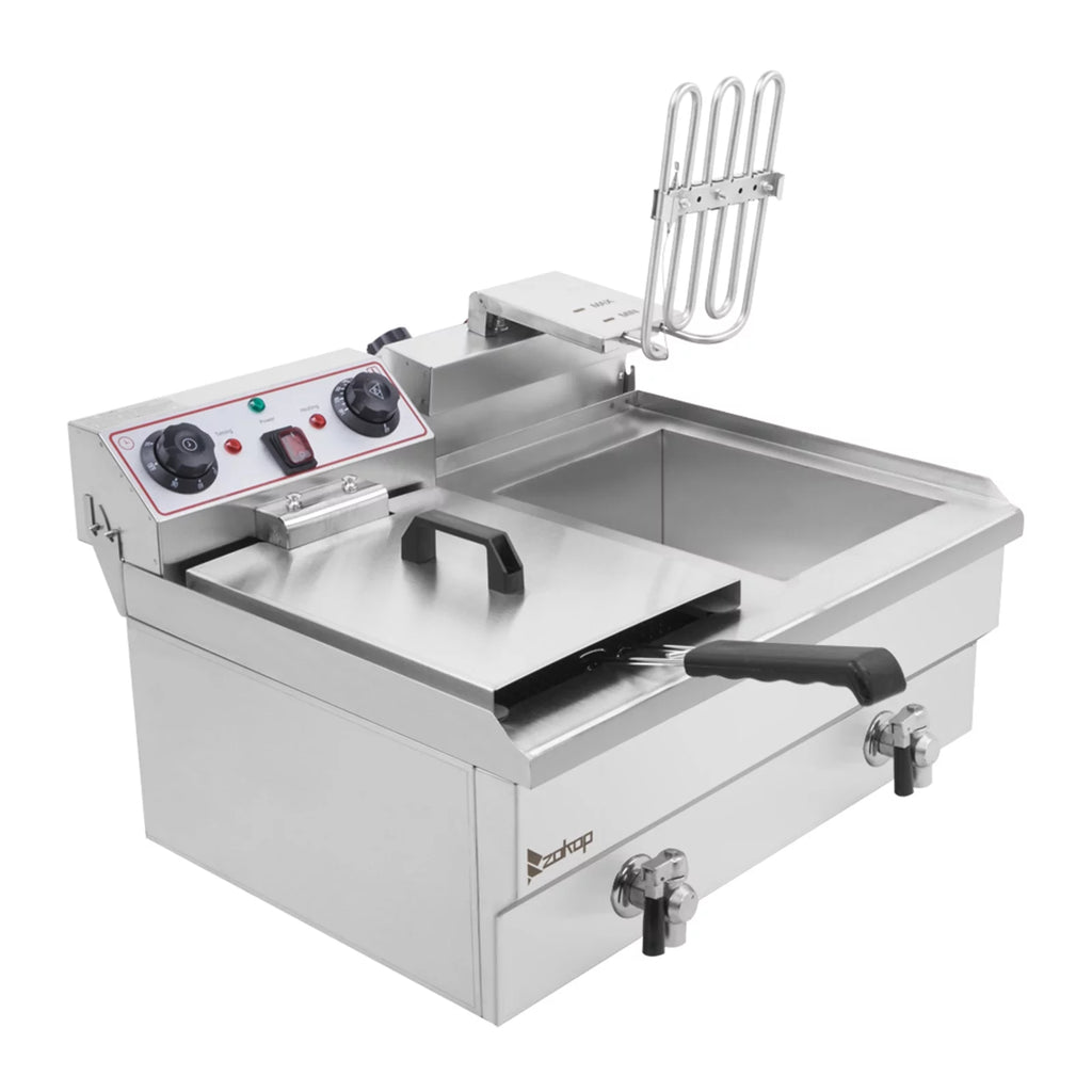16L Stainless Steel Double Tank Deep Fryer 3400W V5232