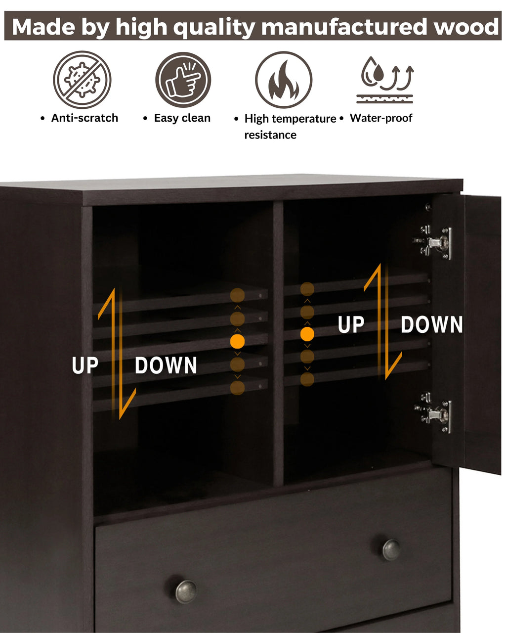 Dark Brown Storage Cabinet with 2 Drawers Q992621
