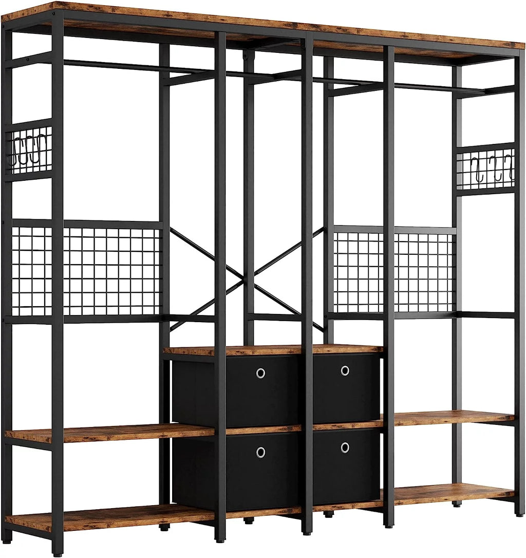 Garment Rack with Shelves 4 Drawers and 8 Hooks U557982