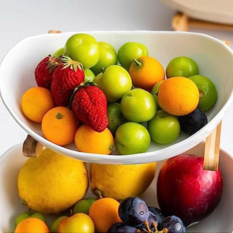 White 3 Tier Bamboo Fruit Basket N647