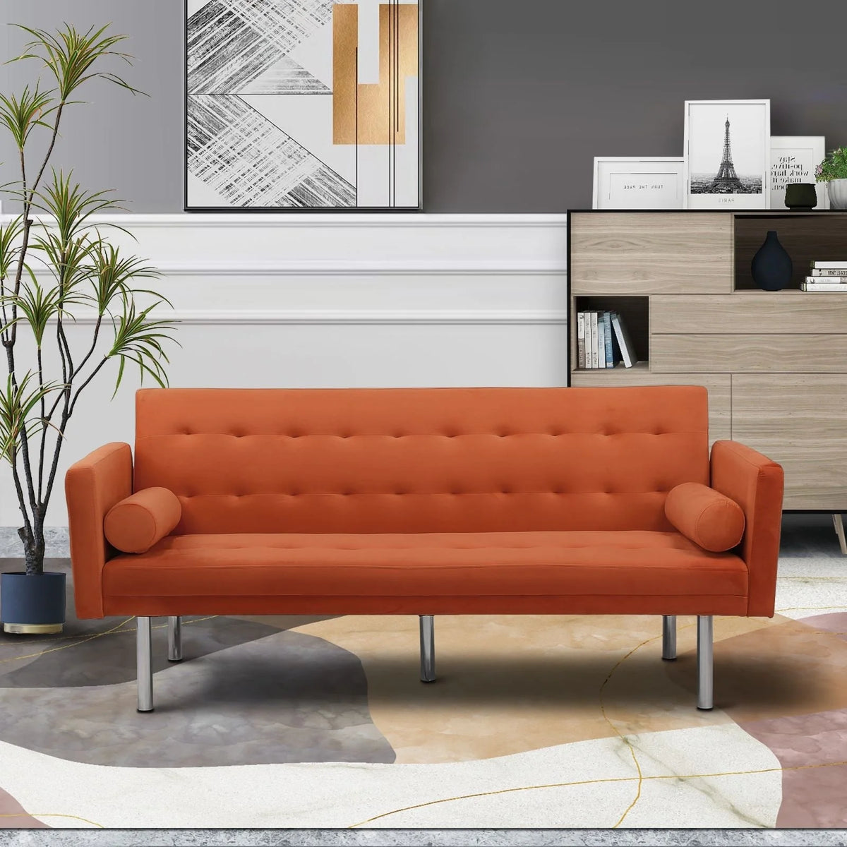 68.5" Velvet Convertible Sleeper Sofa T9478
