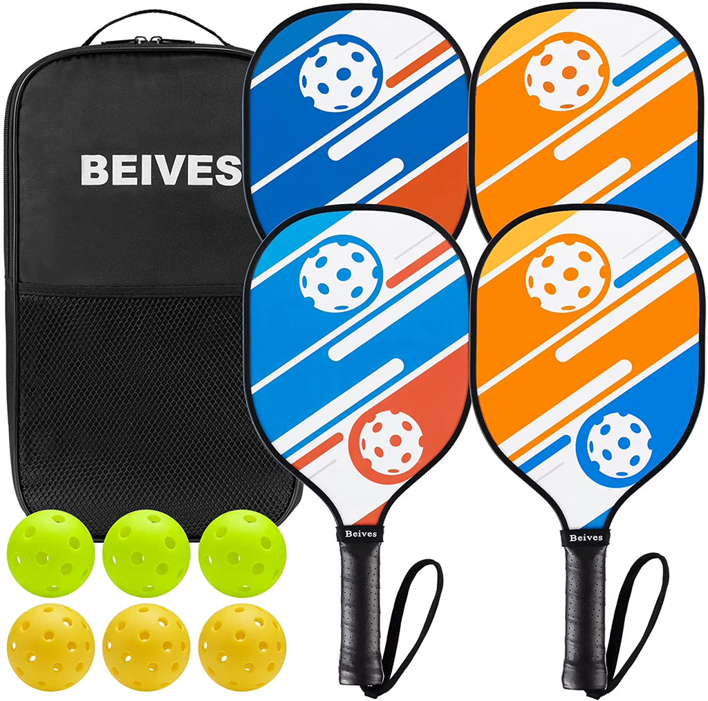 Multicolor Basswood Pickleball Paddles Set with Balls I593981