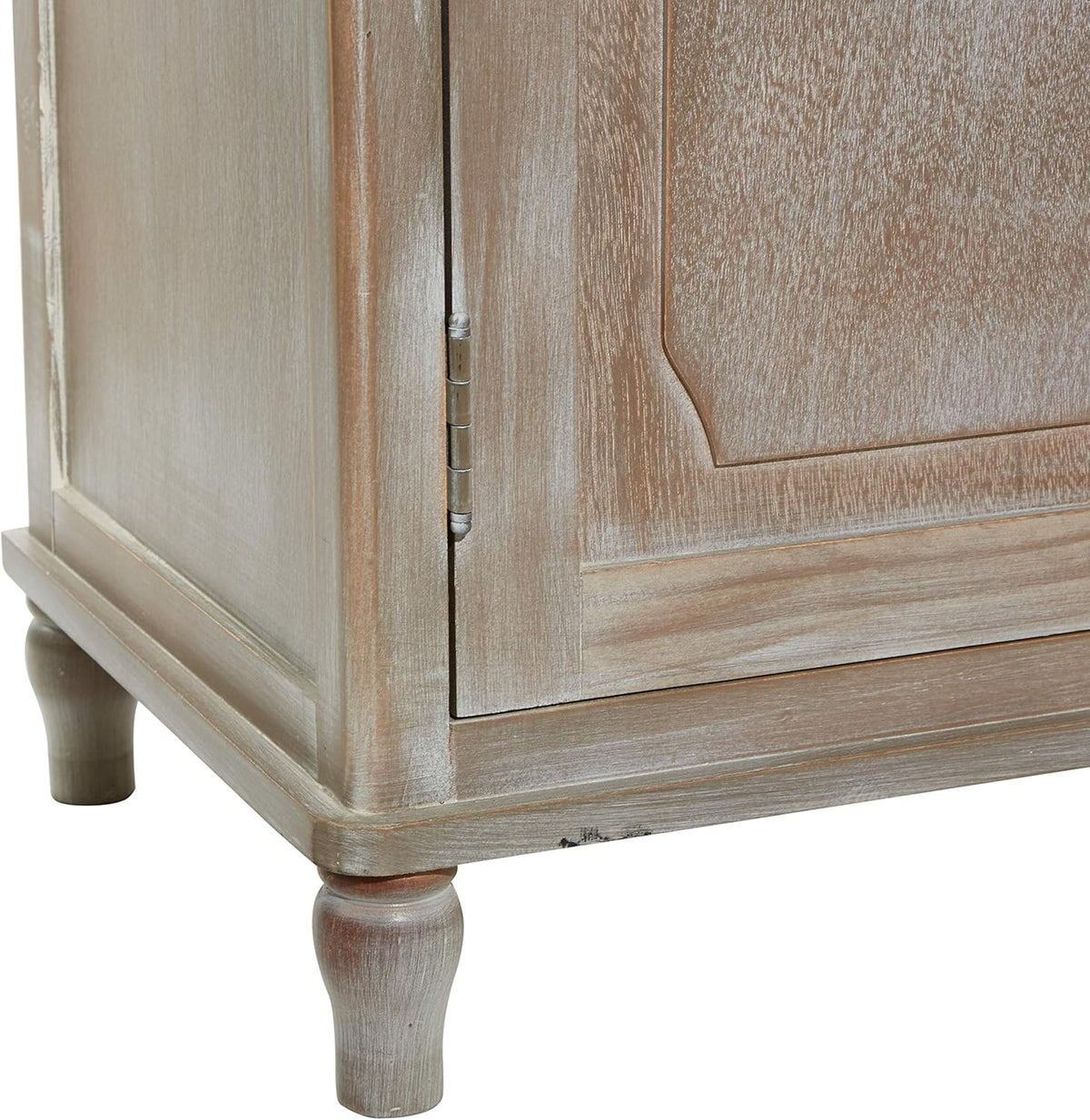 Whitewash Taupe Wood Basket Cabinet S6035