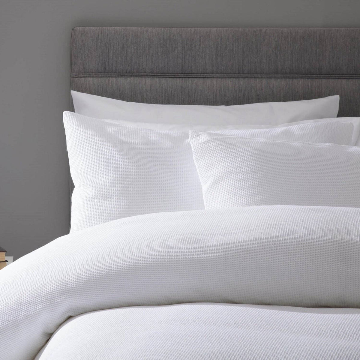 Queen White Cotton Waffle Weave Cover Set K366757