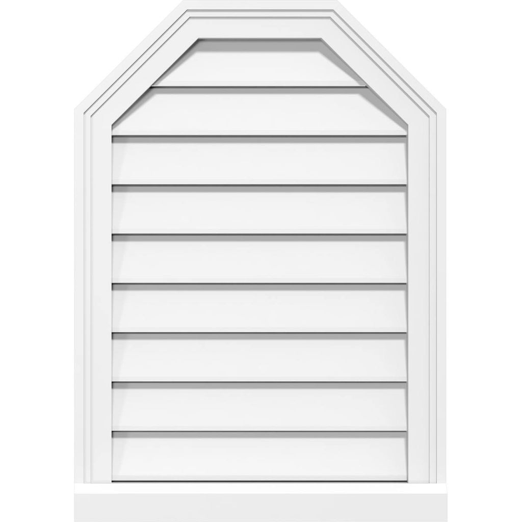 30x22W x 16x22H Octagonal Top Surface Mount PVC Gable Vent with Brickmoul Q7397