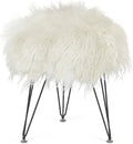 Faux Fur Ottoman Footrest with Metal Legs White B616847