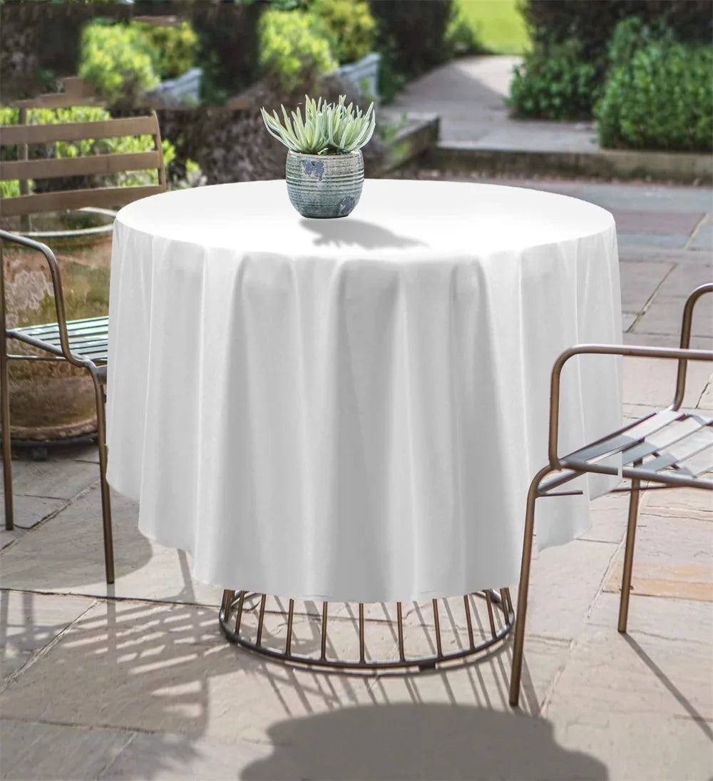 8 Pack White Polyester Round Tablecloth 60'' H361949